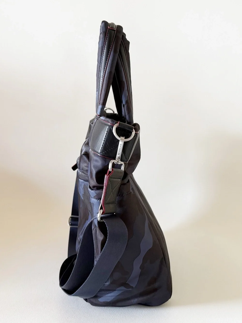 MZ Wallace Bleecker Tote Bag Blue Camouflage Nylon Travel Messenger - Picture 6 of 14